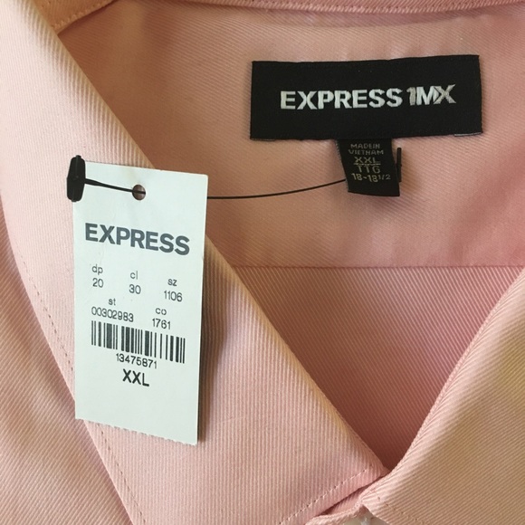 Express NWT 1MX slim dress shirt light pink XXL - Picture 4 of 8